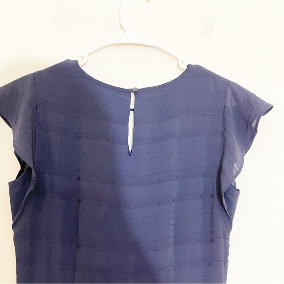 NWT Banana Republic Textured Flutter Sleeve Fit And Flare Dress Size 6 Blue - Picture 8 of 12